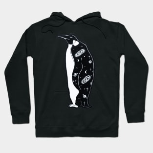 Penguin with Galactic Coat Illustration Hoodie